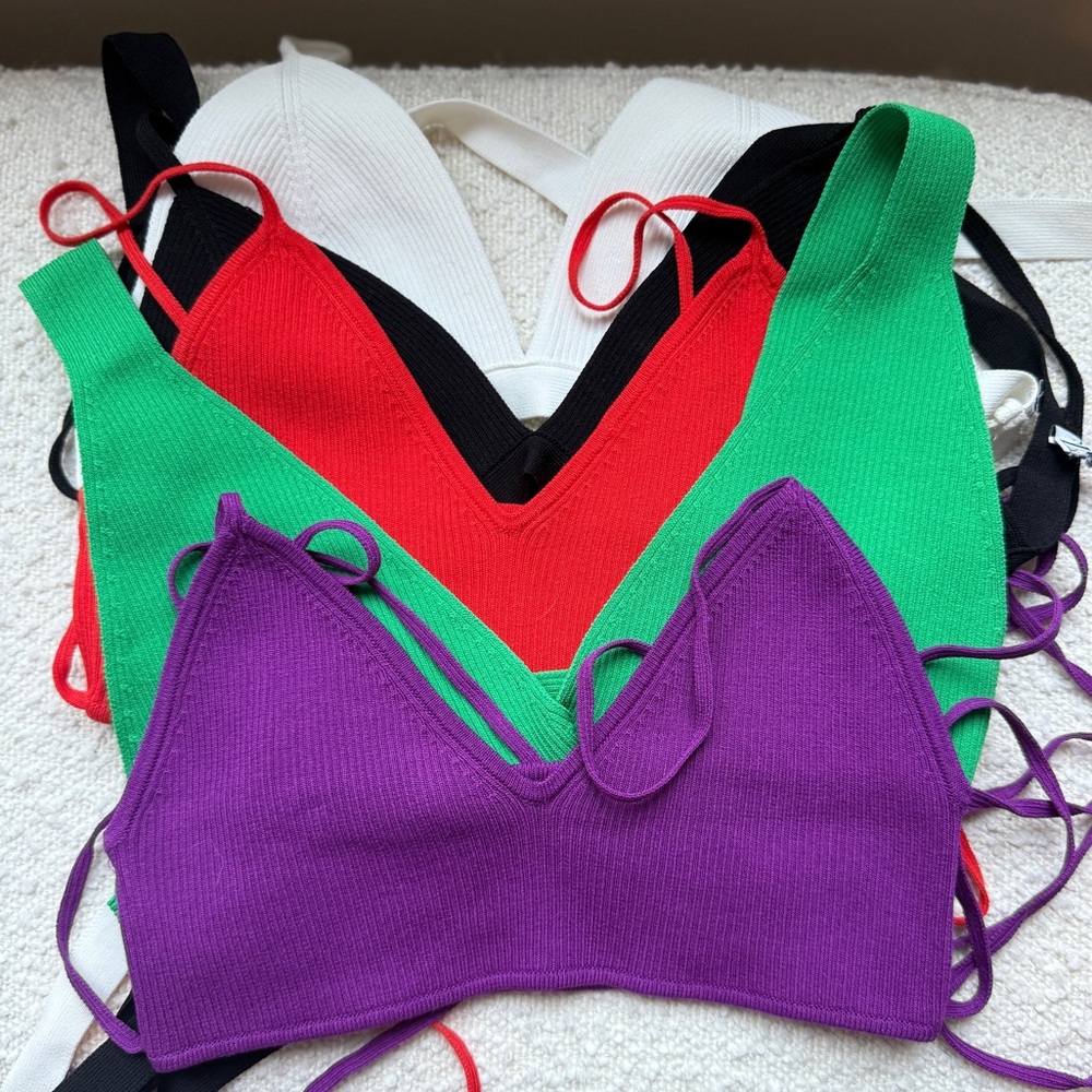 Zara Colorful Women's Crop Tops - Red, Green, Purple, Black, White bundle or 5